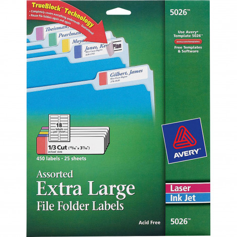 Y Extra Large File Folders Labels