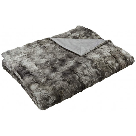 Pinzon Faux Fur Throw Blanket 63 inch x 87 inch, Frost Grey